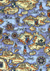 145C Yuzen Chiyogami--Beige land masses on blue ocean background (map style)