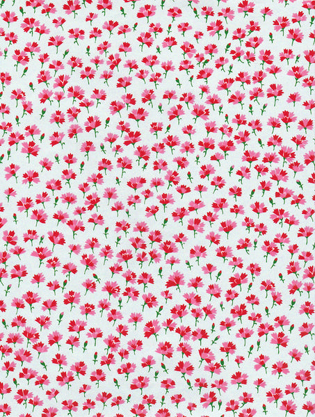 1010C  Yuzen Chiyogami --Pink and red flowers on a light blue background