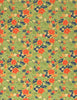 188C Yuzen Chiyogami--peach, gold, and blue flowers on green background