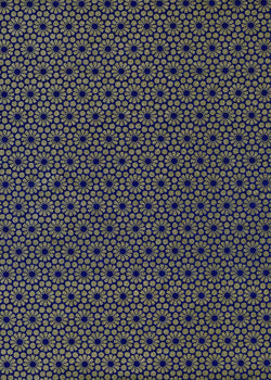950C Yuzen Chiyogami--Gold flower blossom pattern on dark blue background