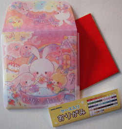 Origami Paper Carrying Case--plastic with rabbits and candy