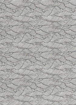 998C  Yuzen Chiyogami--White paper with a decorative wave pattern in black