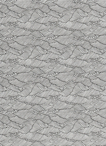 998C  Yuzen Chiyogami--White paper with a decorative wave pattern in black