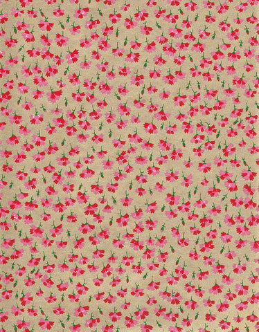 1010-1011C  Yuzen Chiyogami--Pink and red flowers on a gold background
