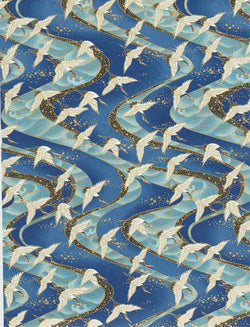 Washi Paper - Blue Yuzen Print With Gold Highlights