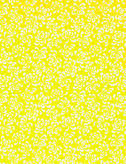 409C Yuzen Chiyogami--Floral cream pattern on a bright yellow background