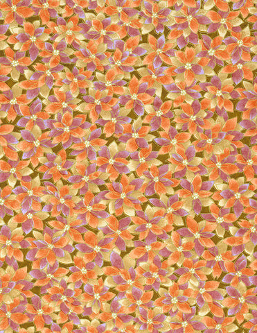 485-487C Yuzen Chiyogami--blossoms in tan, orange, purple and gold