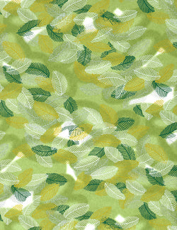 600C Yuzen Chiyogami--green and white leaf patterns on green background