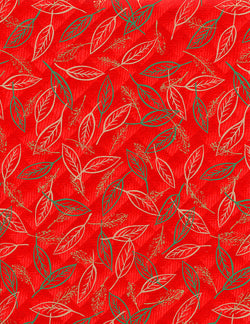 689C Yuzen Chiyogami--gold leaf patterns on red background