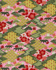 928C Yuzen Chiyogami--Red and white flower with gold and dark green accents on a pink background