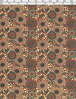 947C Yuzen Chiyogami--Red and black circular motifs on a cream background