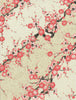 966C Yuzen Chiyogami--Coral and pink flower blossoms on branches with a cream and gold background